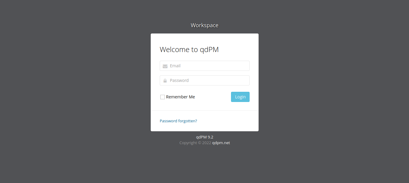 Login page