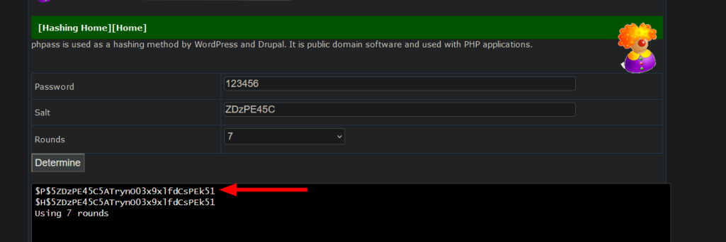 Phpass hash for 123456